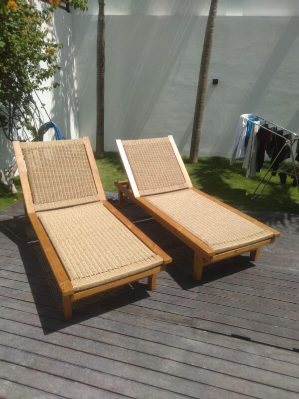 Sunbed 04 - Teak Synthetic Weaving