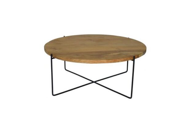 Top Teakwood Table & Black Metal leg