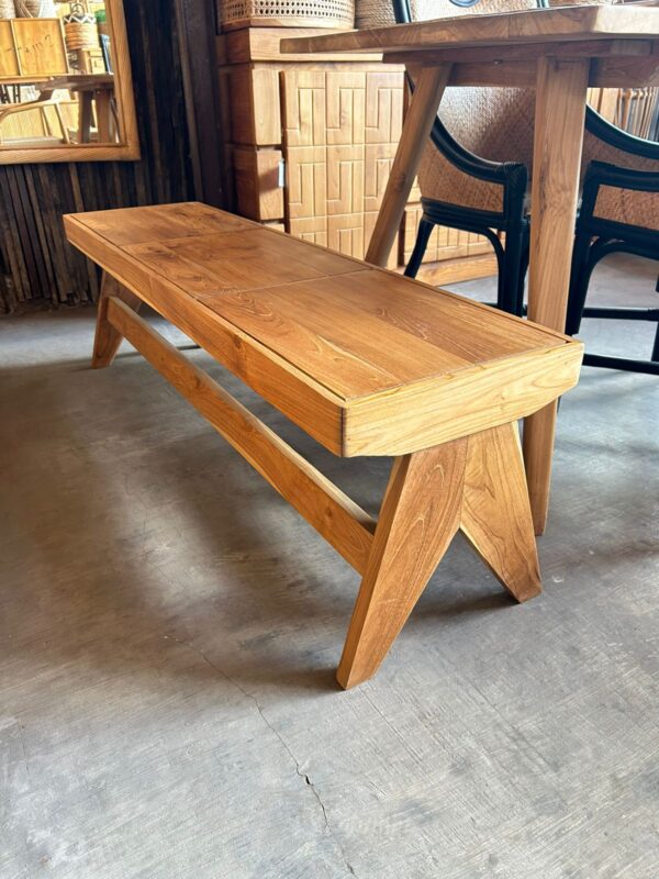 Bench Chair - Solid Teakwood - Gambar 2