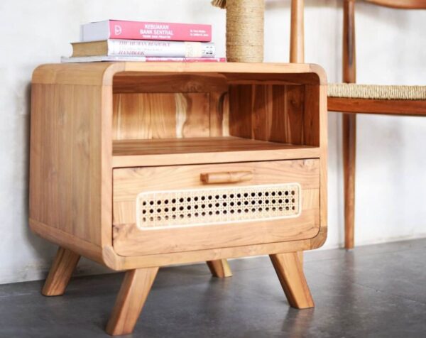 Side Table Combined Rattan Mata Ayam