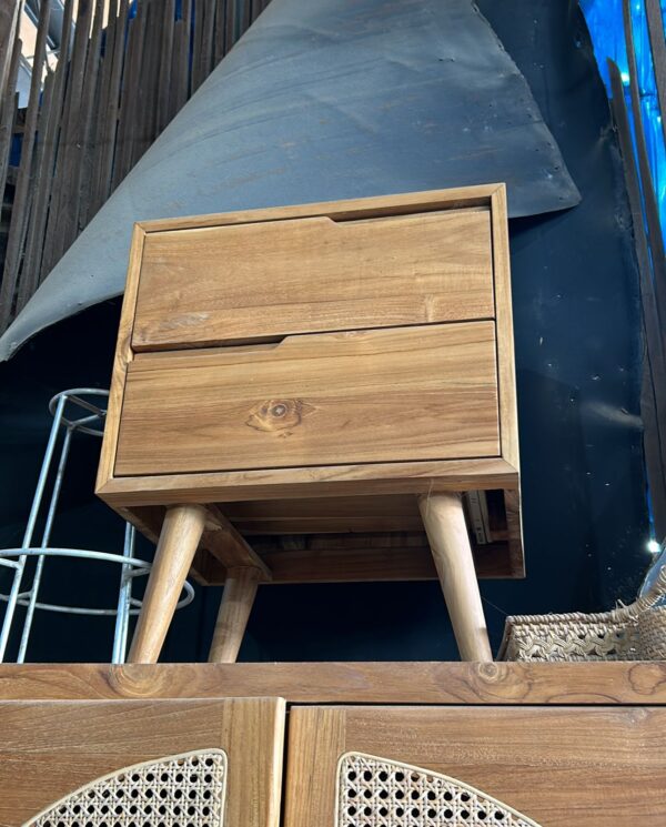 Side Table - 2 Drawers Teakwood