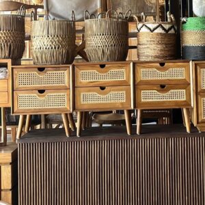 Bedside - 2 Drawers Combined Rattan