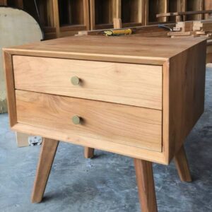 2 Drawers Side Table - Teakwood