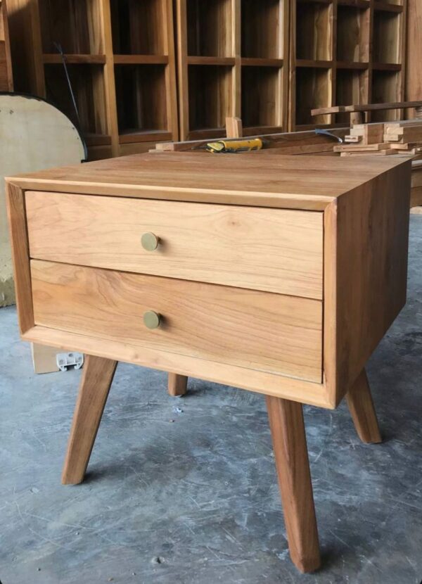 2 Drawers Side Table - Teakwood