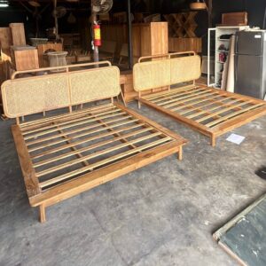 King Size Bedrame Combined Rattan