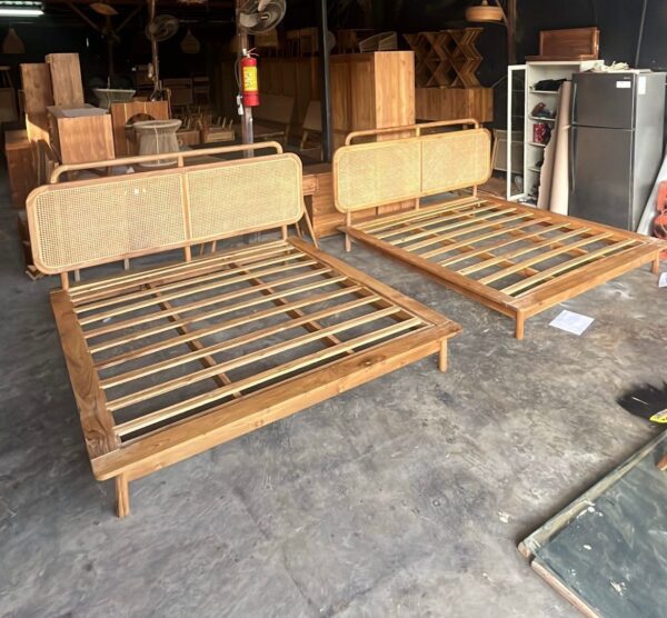 King Size Bedrame Combined Rattan