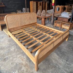 Queen Size Bedframe Combined Rattan