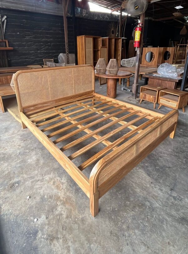 Queen Size Bedframe Combined Rattan