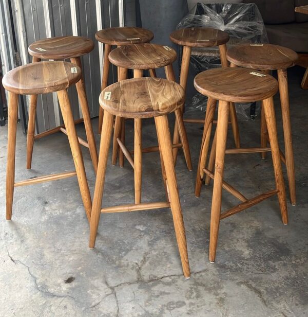 Round Bar Stool - Teakwood
