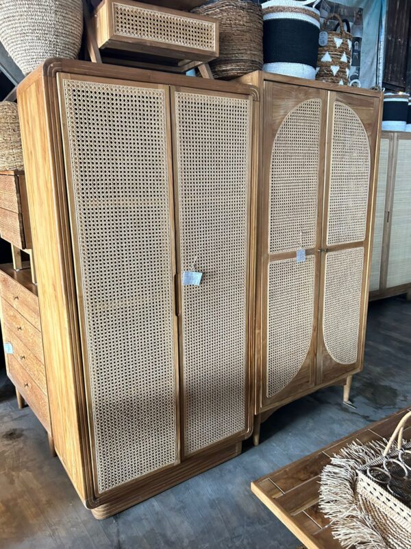 Wardrobe - Teakwood Combined Rattan
