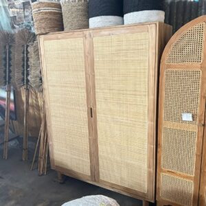 Big Wardrobe - Teakwood Combined Rattan