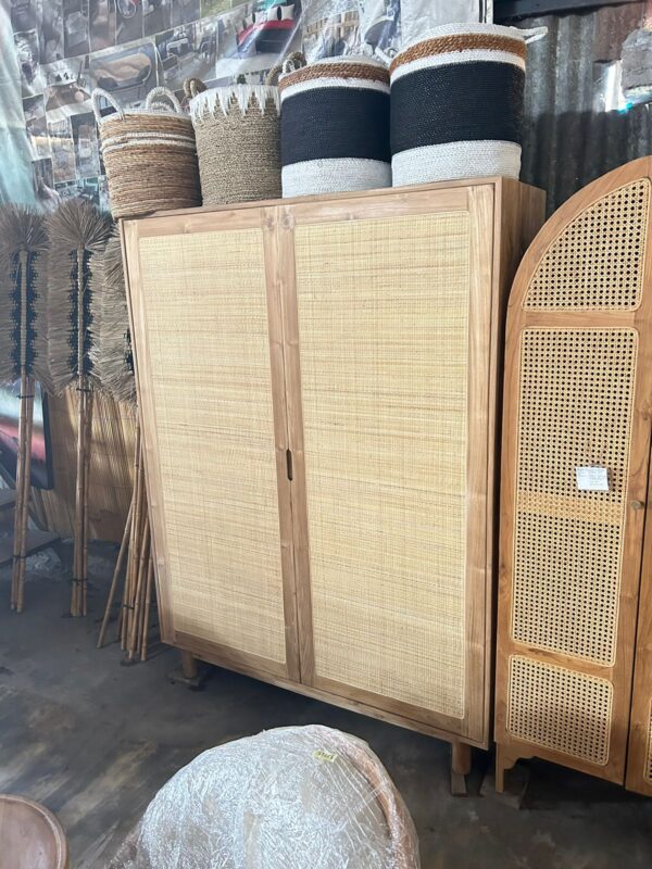 Big Wardrobe - Teakwood Combined Rattan