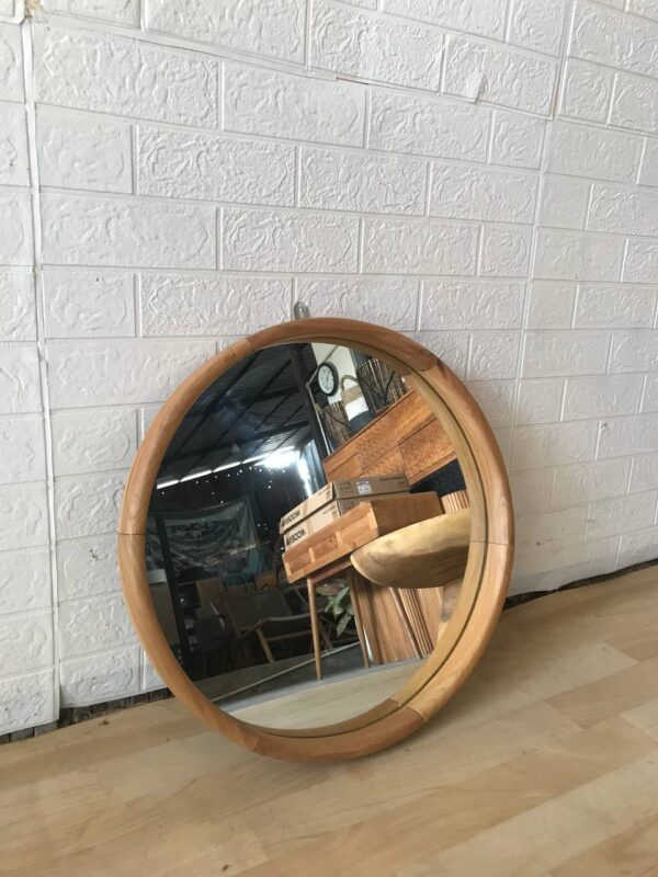 Round Mirror - Teakwood Frame