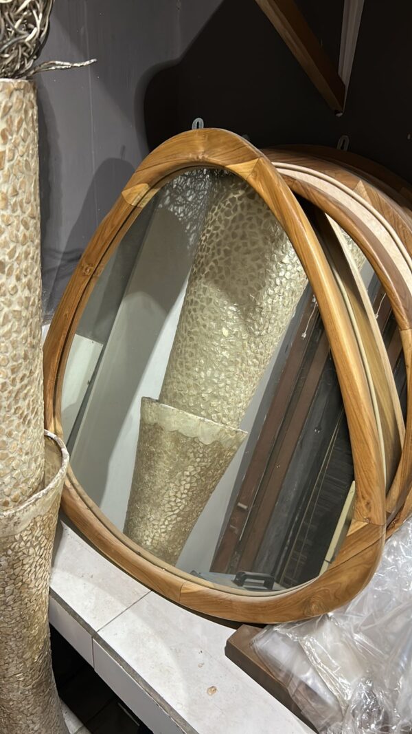 Triangle Teak Mirror - For Wall