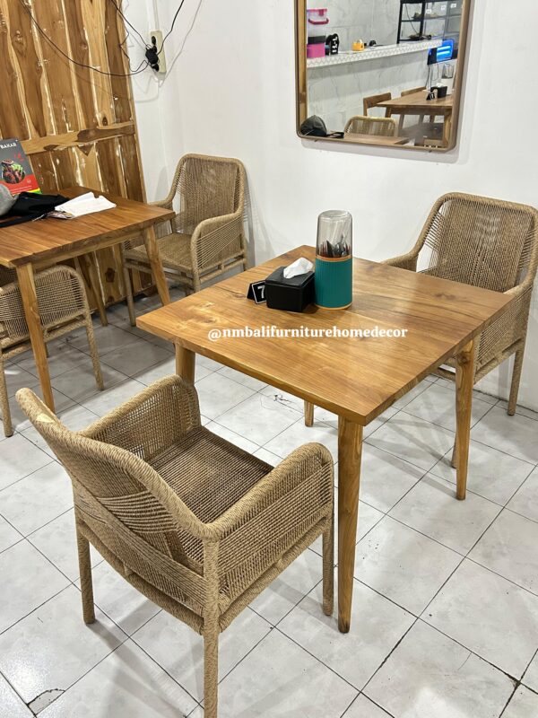 Square Dining Table - Solid Teak - Gambar 3