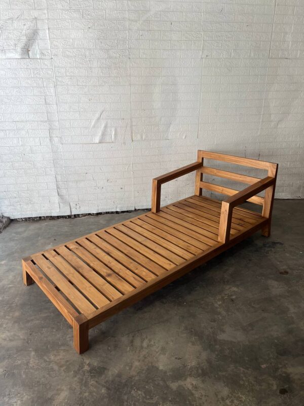 Sunbed With Arm - Full Teak