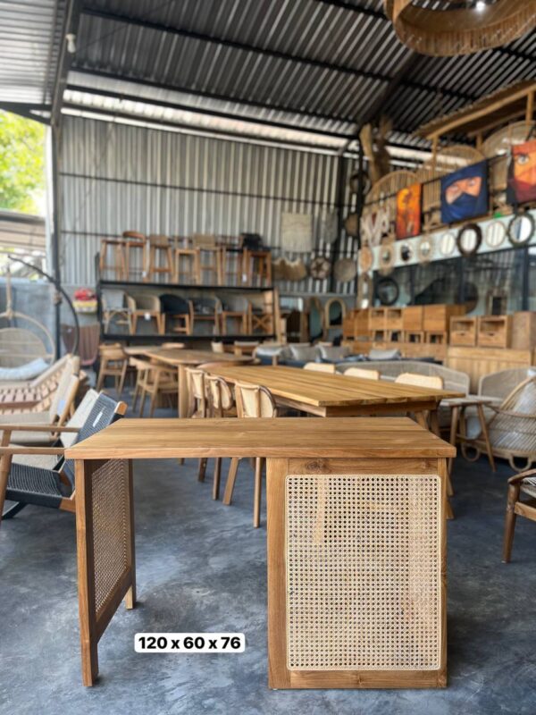 Console Desk 04 - Teak Rattan Weaving