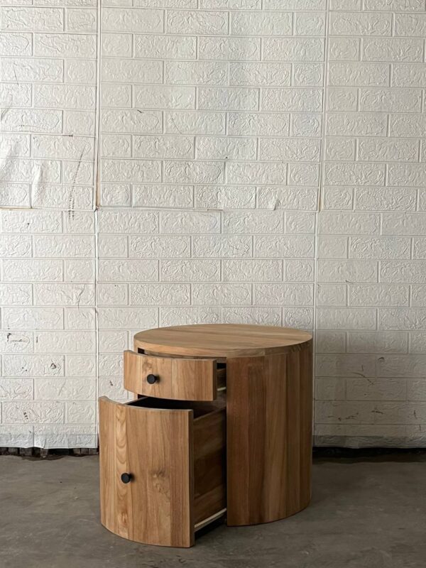 Round Side Table - Full Teakwood - Gambar 2