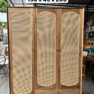 Wardrobe 3 Doors - Teakwood Rattan