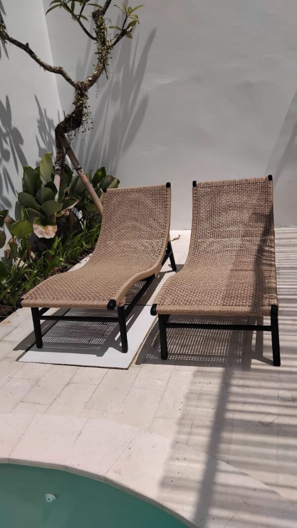 Sunbed Wave - Teak Synthetic Weaving - Gambar 2