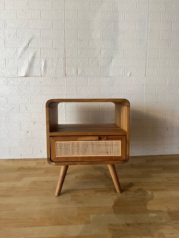 Bedside - Teakwood & Rattan