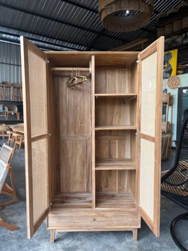 Wardrobe Standart Size - Teakwood Rattan - Gambar 2