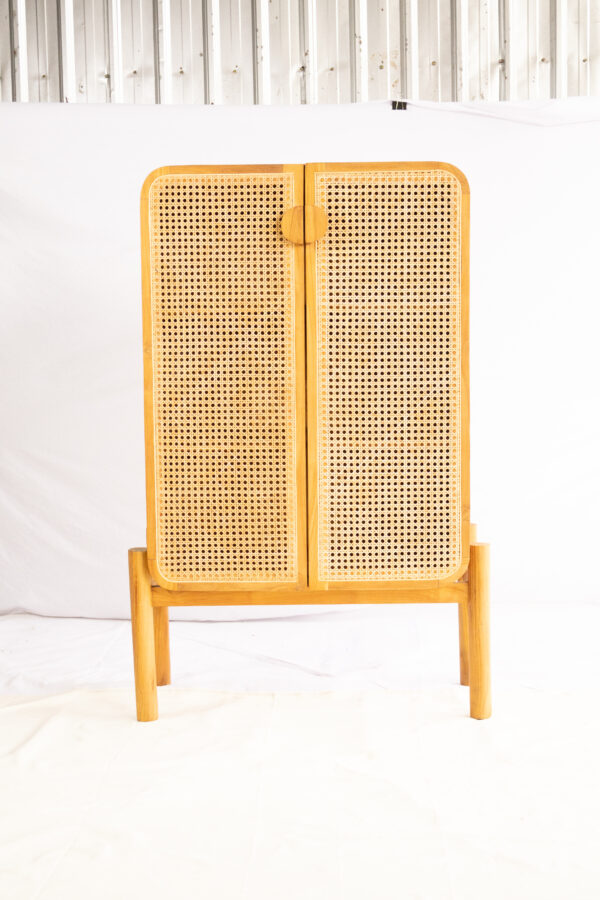 Square Wardrobe Teakwood Combined Rattan - Gambar 2