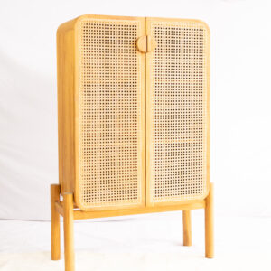 Square Wardrobe Teakwood Combined Rattan