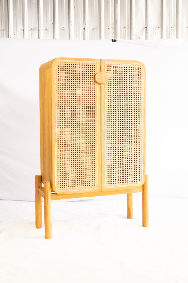 Square Wardrobe Teakwood Combined Rattan
