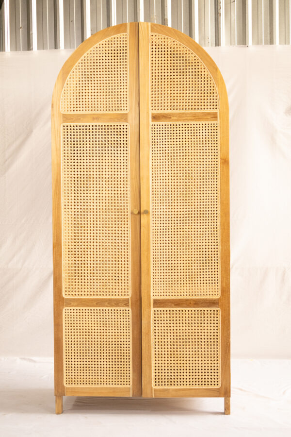 Wardrobe Teakwood Combined Rattan
