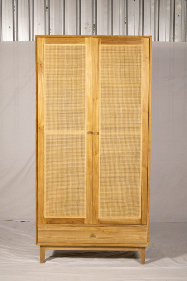 Wardrobe Teakwoo Rattan with Drawer