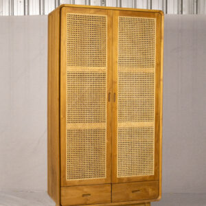 Wardrobe Teakwood-Rattan 2 drawer