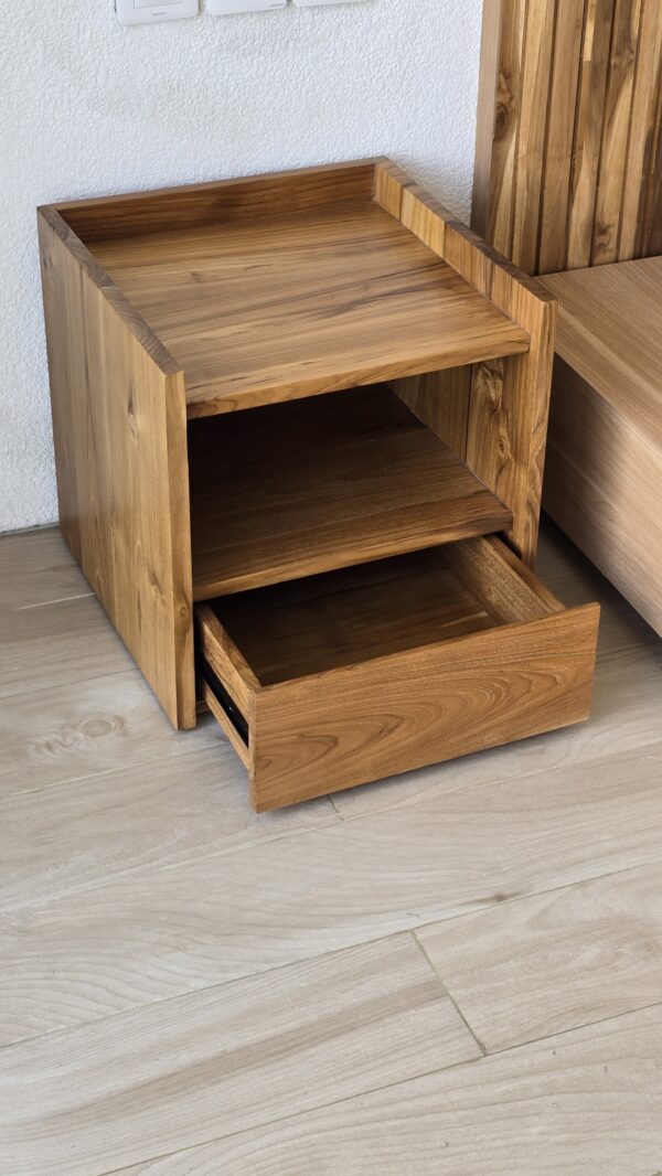 Square Teak Nighstand Scandinavian Style - Gambar 2