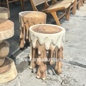 Suar Wood Lava Stool - Artistic Design
