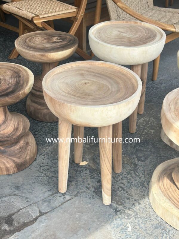Bowl Top Suar Wood Side Table