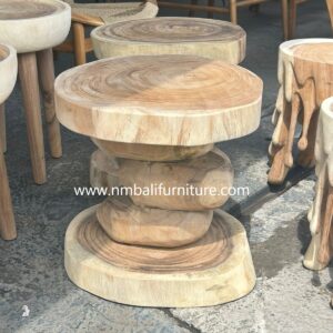 Stacked Stone Suar Wood Stool