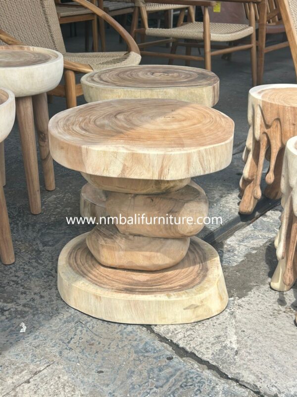 Stacked Stone Suar Wood Stool